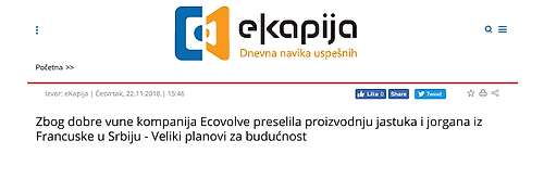 Ecovolve and Revolana featured in Ekapija