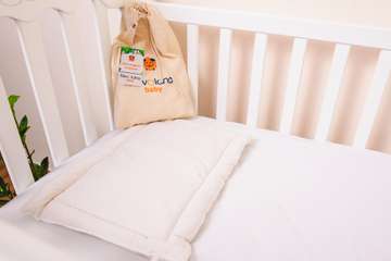 Extra flat baby pillow 40x30cm - organic cotton/wool