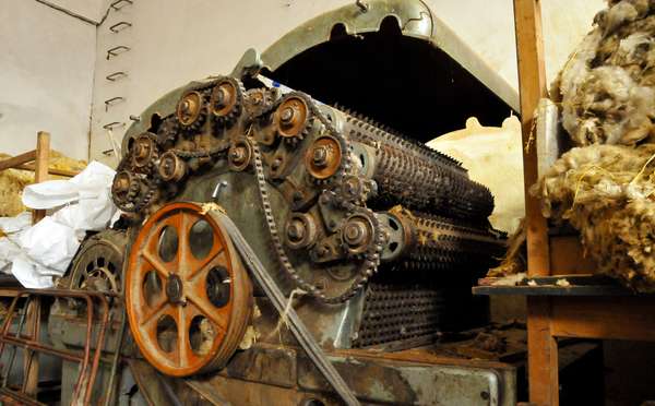 An old model of a weaver with sharp teeth. The weaver is used before carding but not before washing.