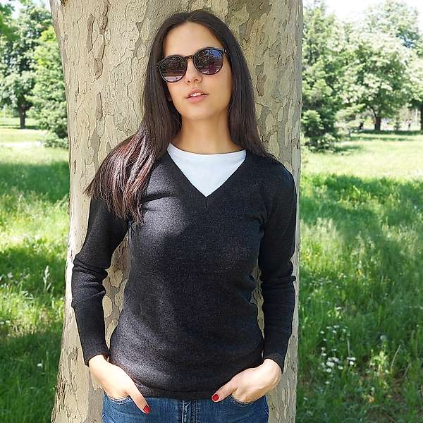 Women's sweater Belukha V neck - 100% fine merino 4 / 4