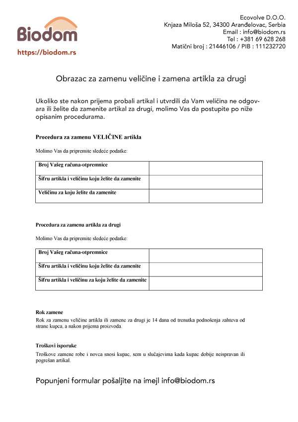 Replacement form