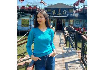Women's sweater Volga V neck - 100% organic cotton