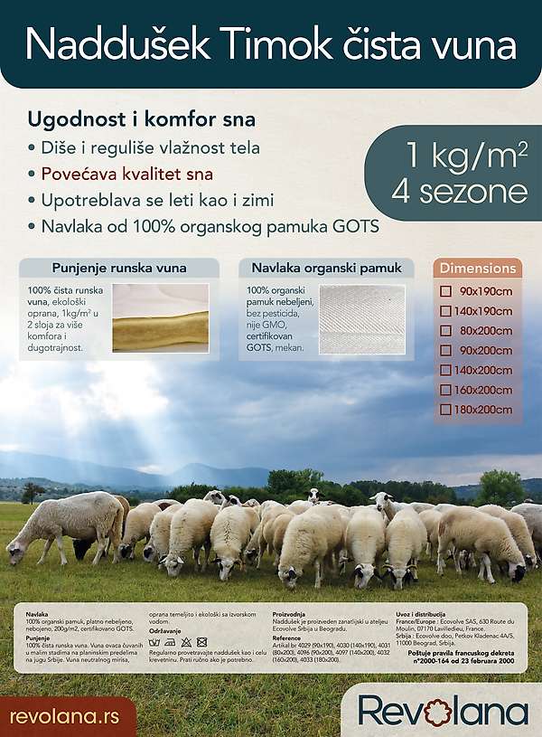 Vuneni naddušek Timok - čista runska vuna - 1kg/m² 4 / 4