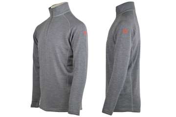 Men long sleeve slim fit zip neck top Elbrus - 100% extra fine merino
