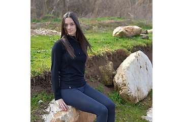 Women's long sleeve zip neck top Altai - 100% extra fine merino