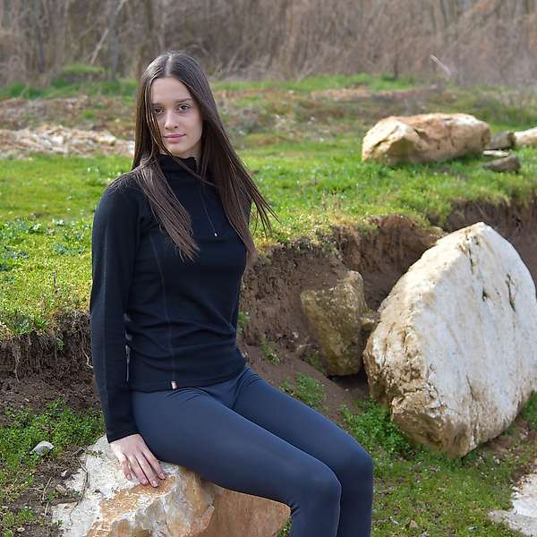 Women's long sleeve zip neck top Altai - 100% extra fine merino 29 / 29