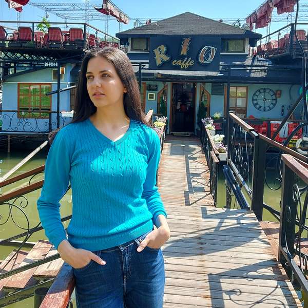 Women's sweater Volga V neck - 100% organic cotton 1 / 2