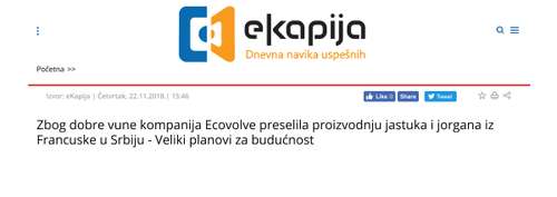 Ecovolve and Revolana featured in Ekapija