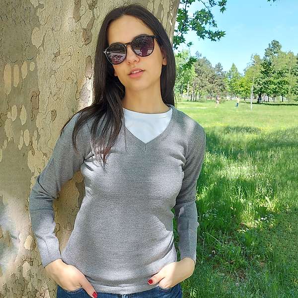 Women's sweater Belukha V neck - 100% fine merino 3 / 4